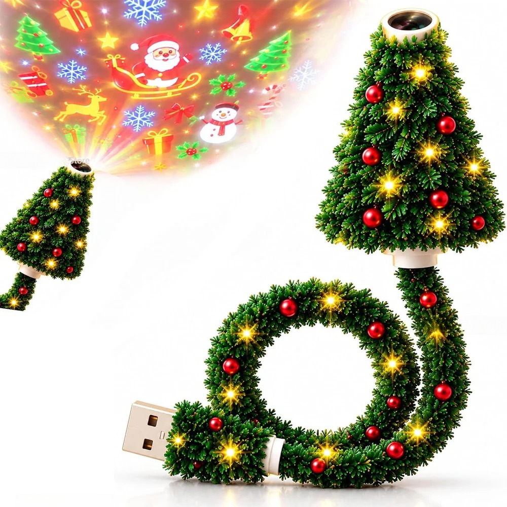 Mini Árvore Projetora de Natal USB